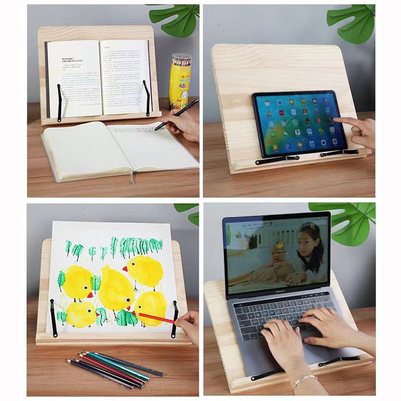 Portable Adjustable Book Holder Tray And Page Paper Clips-cookbook Reading Desk Sturdy Stand For Books Lightweight Bookstand