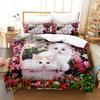 Милый кот, Собачья подстилка Цветок Животное Молодежный Пуховый пододеяльник Женский Пуховый пододеяльник Спальня Великолепное постельное белье Кинг/квин Набор пододеяльника