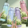 1PC Lily Of The Valley Flower 750ml Color Plastic Sports Water Bottle Leakproof Flip Straw Lid Suitable for Sports Office Home Use