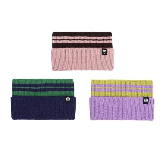 Yousheng Kids Knitted Headband Wide Edge Elastic Ear Protection Warm Striped Contrast Design Ponytail Opening Headband