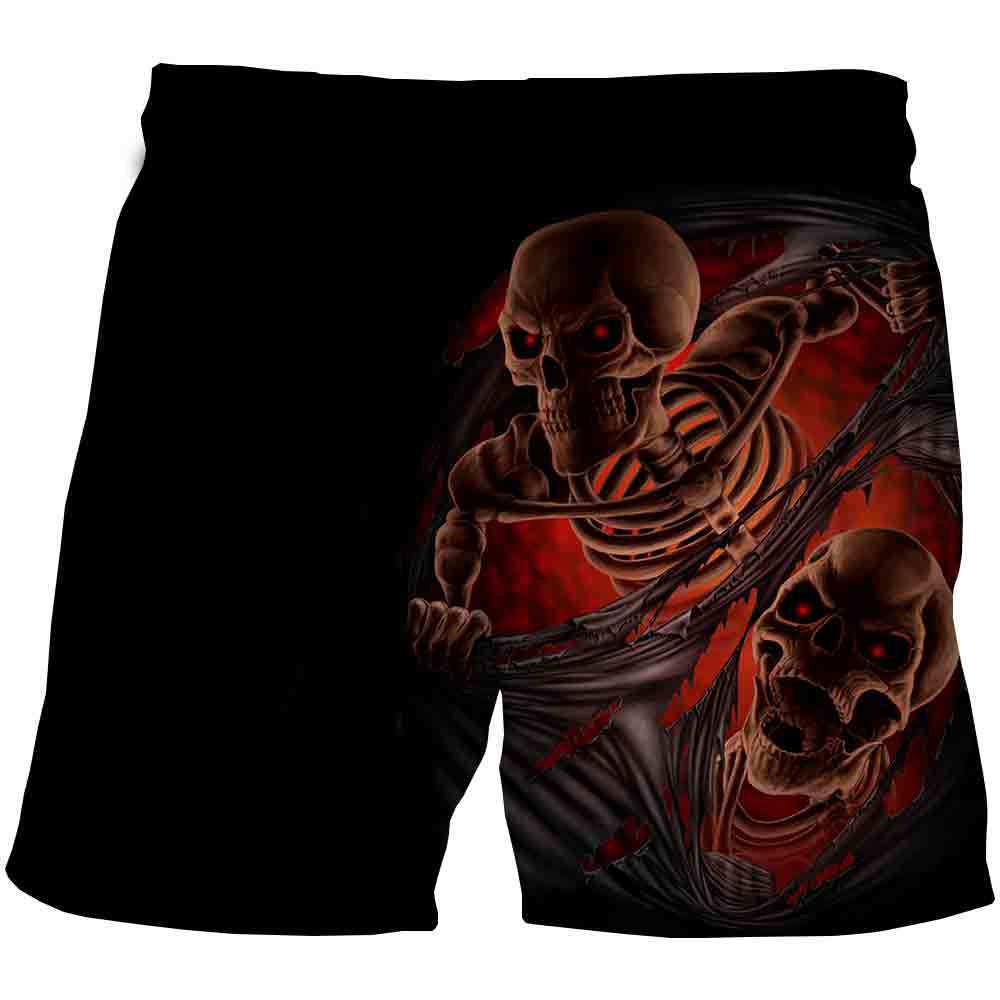 Мужские летние пляжные брюки из ткани Health Fabric Black Stretch Casual Ordinary с 3D-принтом, мужские брюки с рисунком черепа