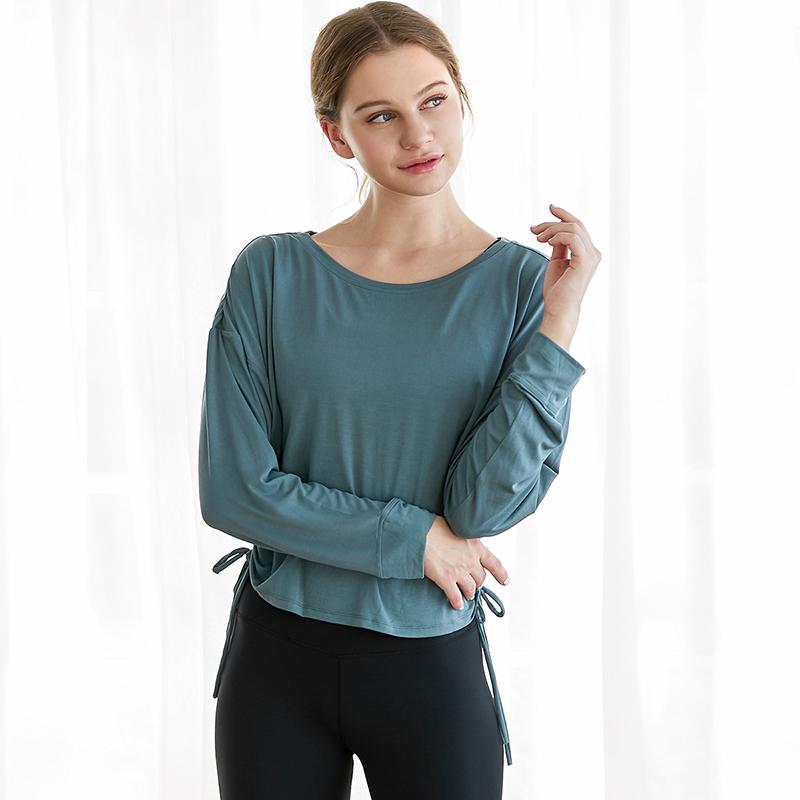 BWELL fashion casual slimming drawstring long sleeved top
