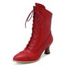 New Lace Up Ladies High Heel Shoes Strange Steampunk Boot Victorian Ankle Boots Women Pointed Toe Thick Soled Short Boots