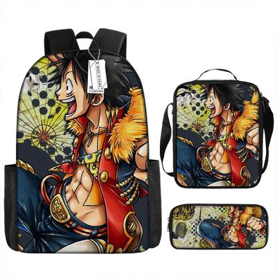 Анимационный школьный рюкзак для школьников в стиле мультфильма «One Piece» (One Piece), набор из трех предметов для девочек и мальчиков: рюкзак и сумка.