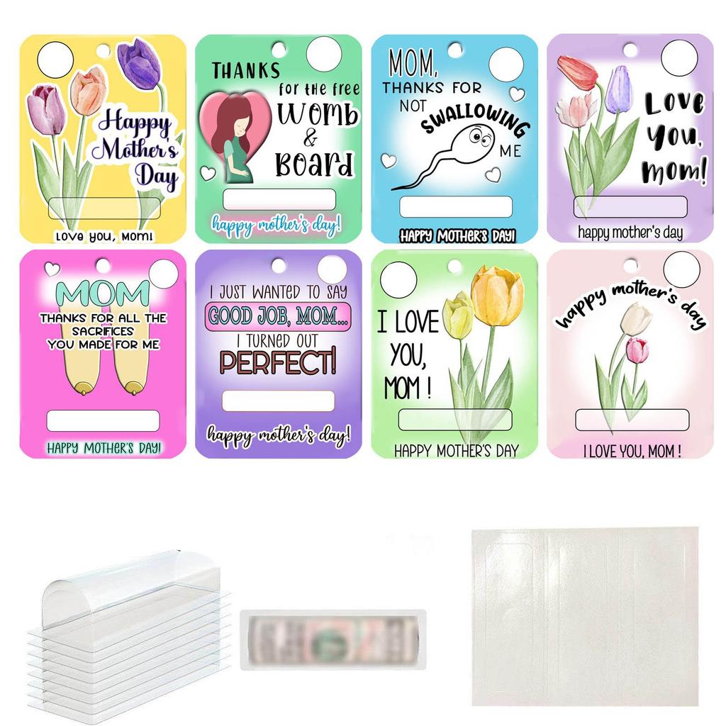 Wallet Ornament Set Mother's Day Decoration 8 Wallet Pendant Gift Card Wallet Holiday Gift Tag, Christmas Ornament & Card Combo(8pcs)