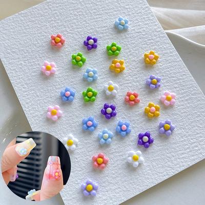 50 шт. Маленькие цветочные шармы для нейл-арта 3D смола 5 лепестков Украшения для ногтей Кавайные аксессуары Маникюр Сделай сам