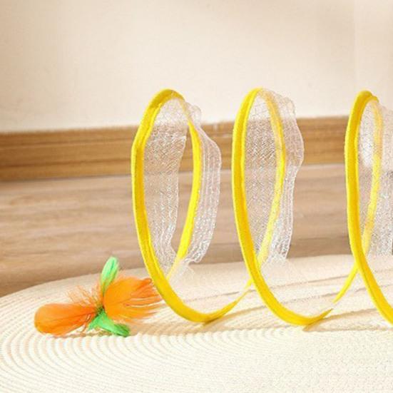 Игрушка туннель для кошек Спиральная игрушка для котят Складная конструкция Легко устанавливается Интерактивный спиральный туннель для кошек с игрушкой-пером