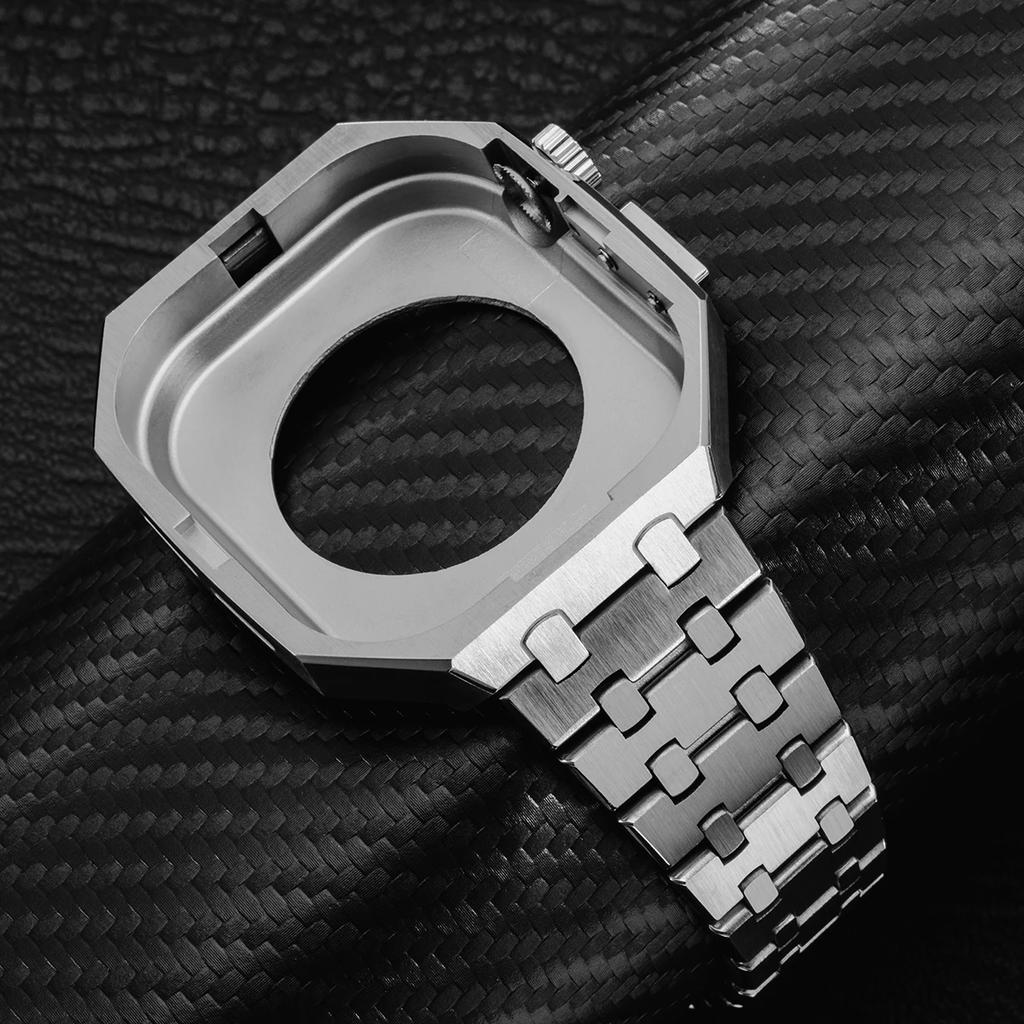 Роскошный комплект для модификации из нержавеющей стали для Apple Watch 10 46 мм Металлический корпус для iWatch Series 10 9 9 7 6 5 4 SE Ремешок 46 мм Комплект