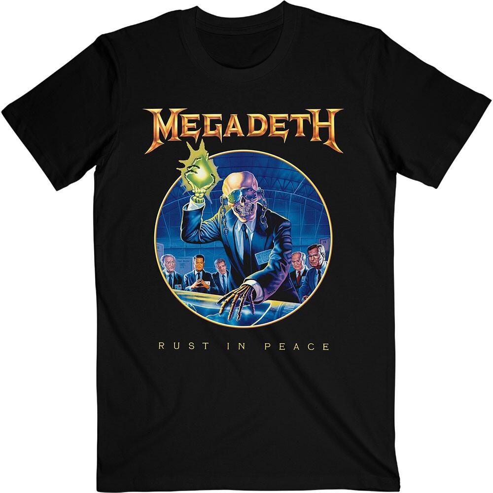 Винтажная черная хлопковая футболка унисекс Megadeth Rust In Peace Полный размер CM302