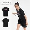 Li Ning Серия Бадминтон Креативный Логотип Классическая Дышащая Энергичность Мода Повседневная Спортивная Футболка с Коротким Рукавом Унисекс Топы Черный ATSV627-1