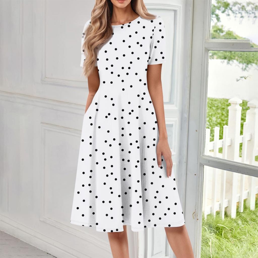 Dresses For Women Summer Casual Button Up V-neck Short Sleeve Wear To Work Dresses