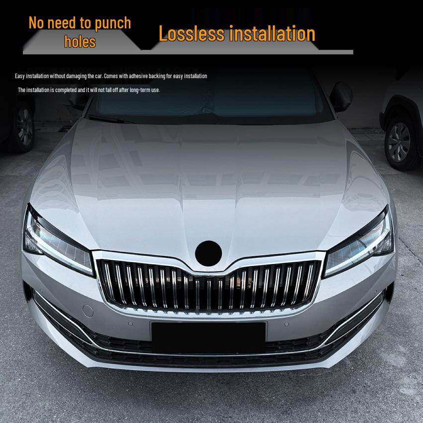 Skoda Superb B8.5 (2019-2022 гг.) Наклейки «Брови» на фары для переднего тюнинга