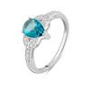 Silver Ring with London Blue Topaz 1.688ct, Cubic Zirkonia (2103097) 1.99 Gr. 925 Samples