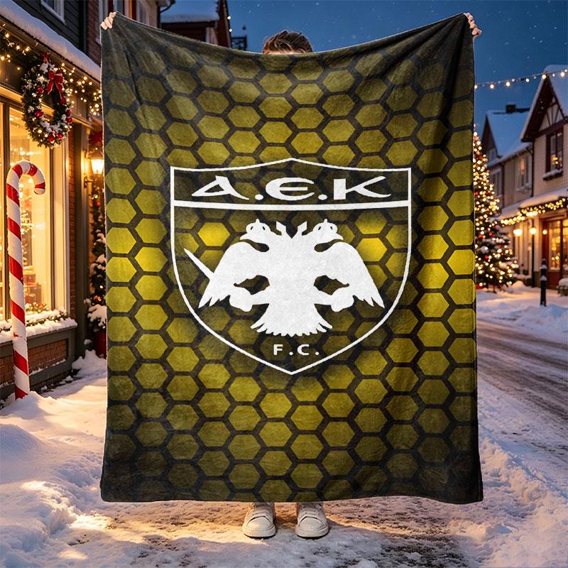 AEK Athens FC Pattern Blanket for Home Decoration, Bed, Sofa, Car Travel, Camping, Suitable for All Seasons, Birthday Christmas Gift