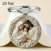 Virgin Mary Pattern Time Gem Pendant Keychain Jewelry