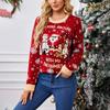 Женская мода Красный Санта-Клаус Длинный рукав Круглый вырез свитер