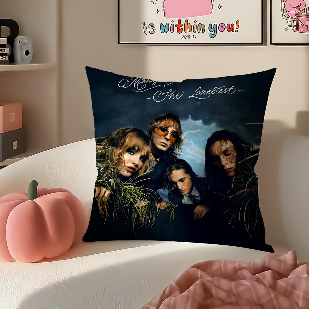 Bold Italian Rock Band MManeskin Cushion Cover Pillowcase Short Plush Invisible zipper Room Sofa Cushion Cover