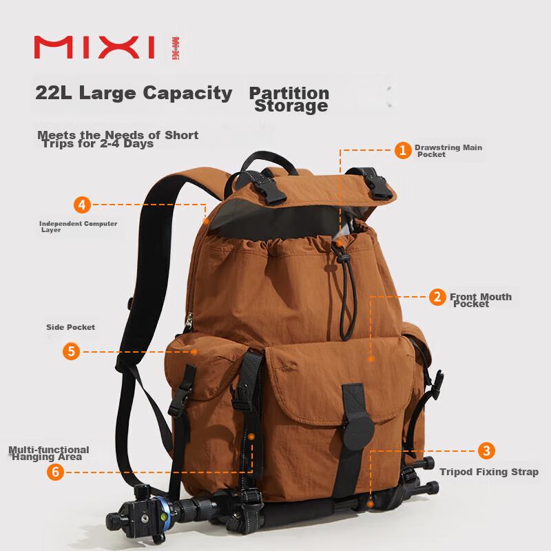 Mixi Large Capacity Backpack for Women And Men, 16-Inch Laptop Bag, Outdoor Hiking Backpack, Lightweight Travel Bag for Business Trips