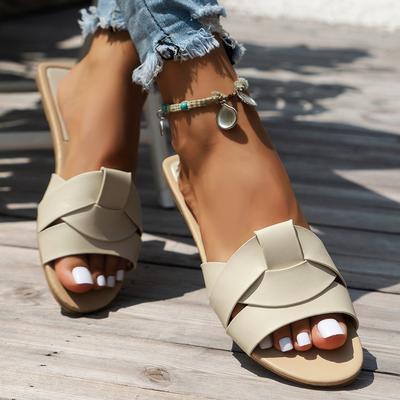 Женские новые тапочки на плоской подошве большого размера, модные однотонные модные тапочки с крестиком