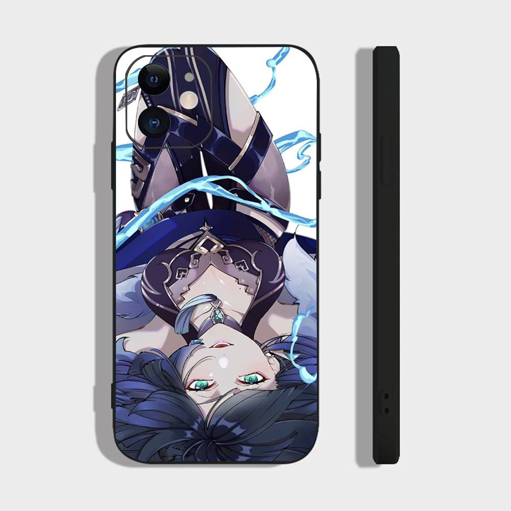 Чехол для телефона Yelan Anime Game Genshin Impact для iPhone 17 Air 16 15 14 13 Pro Max 11 12 Черный силиконовый чехол