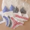 Women Seamless Sexy Bra Set Low Waist Panties Leopard Bralette Lingerie Vneck Sport Brassiere Female Cotton Intimate Underwear