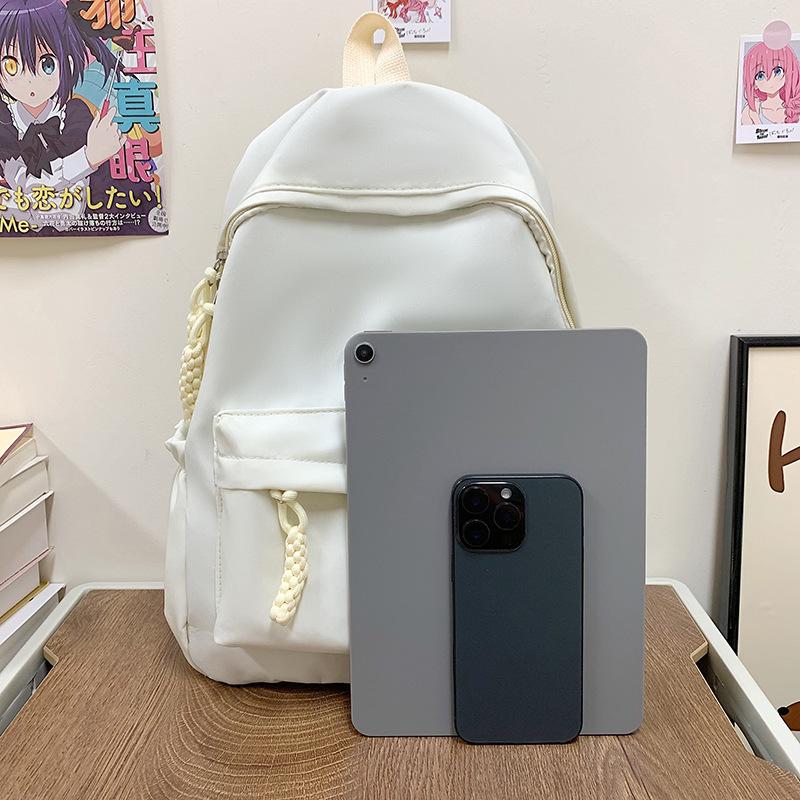 TS JYL laptop bag,Women Student Backpack Korean Style Solid Color Simple Junior High Bag