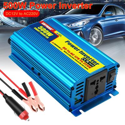 Интерфейс прикуривателя DC 12V в AC 220V Преобразователь USB Зажим для аккумулятора 500 Вт Автомобильный инвертор питания Для внедорожника Дома на колесах Грузовика Прицепа Автомобильный инвертор питания