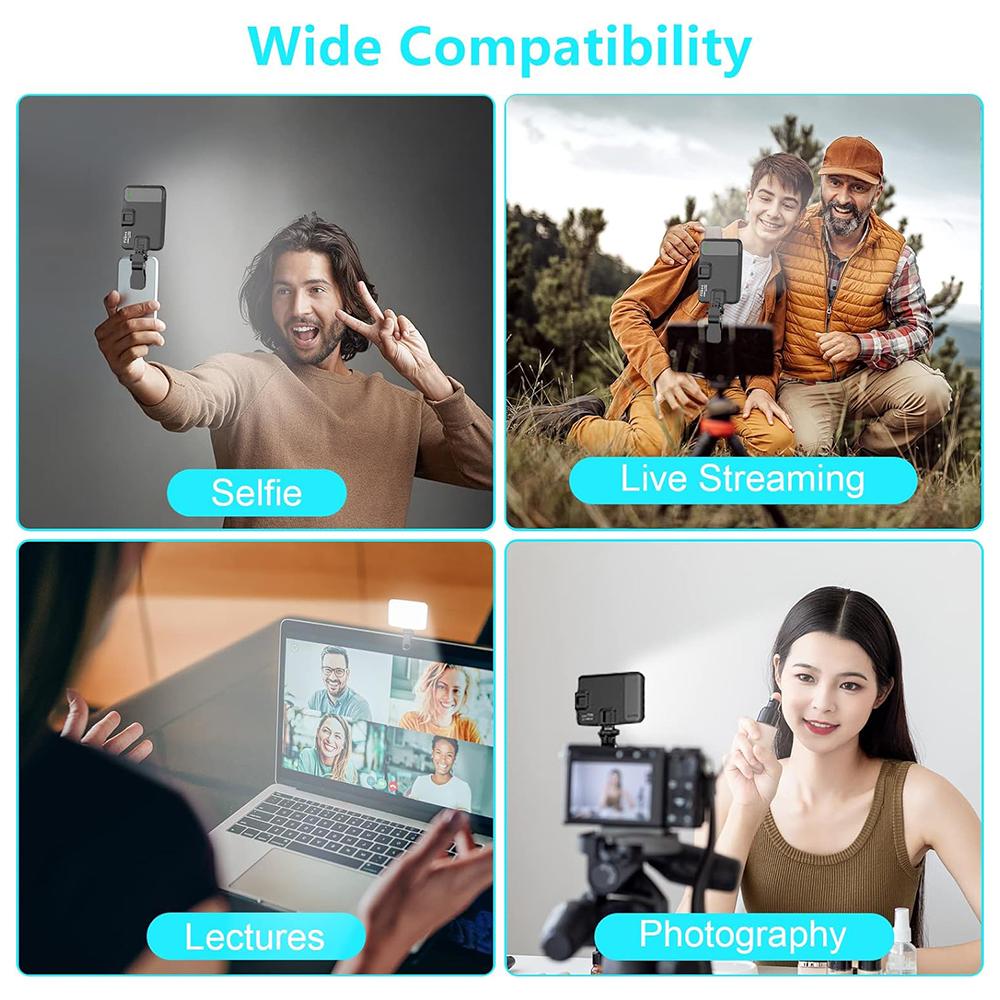 Minifocus Selfie Light, 60 LED 2200mAh Rechargeable Cell Phone Fill Light 7 Modes, 10-Level Brightness, Portable Clip On Light