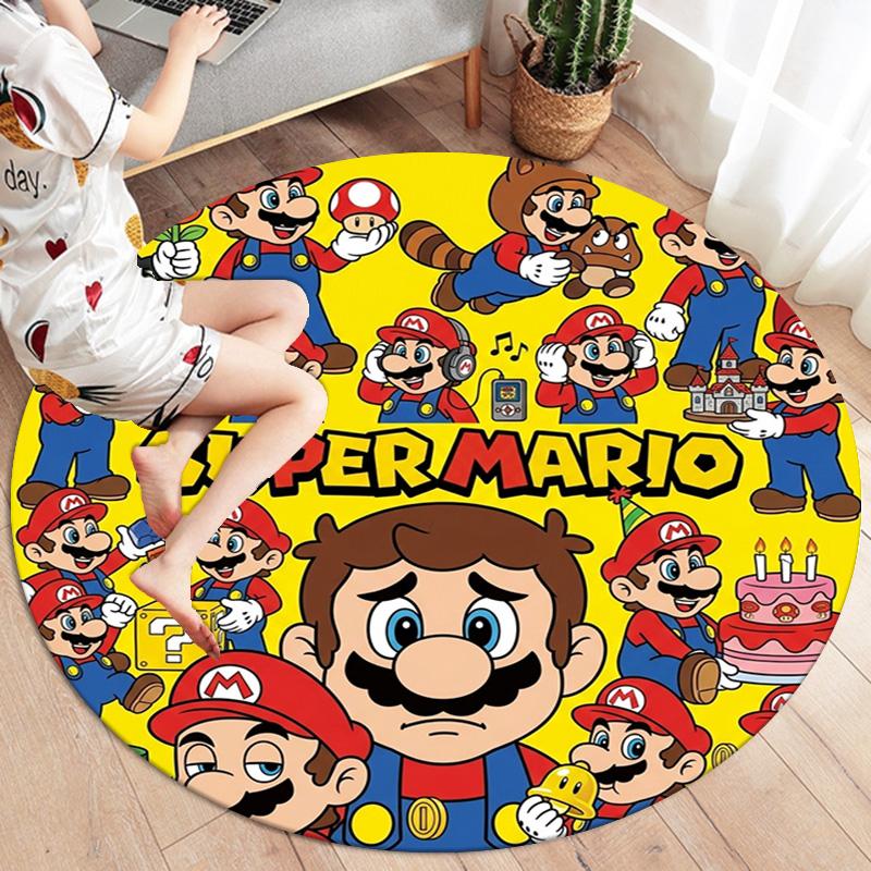 Super Mario Round Area Rug Carpet Rug For Living Room Bedroom Sofa Playroom Decor Nonslip Floor Mat