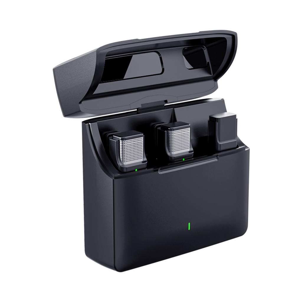 One-Trigger-Two 2.4G Wireless Microphone System Clip-on Microphone for Phone Omnidirectional Mini