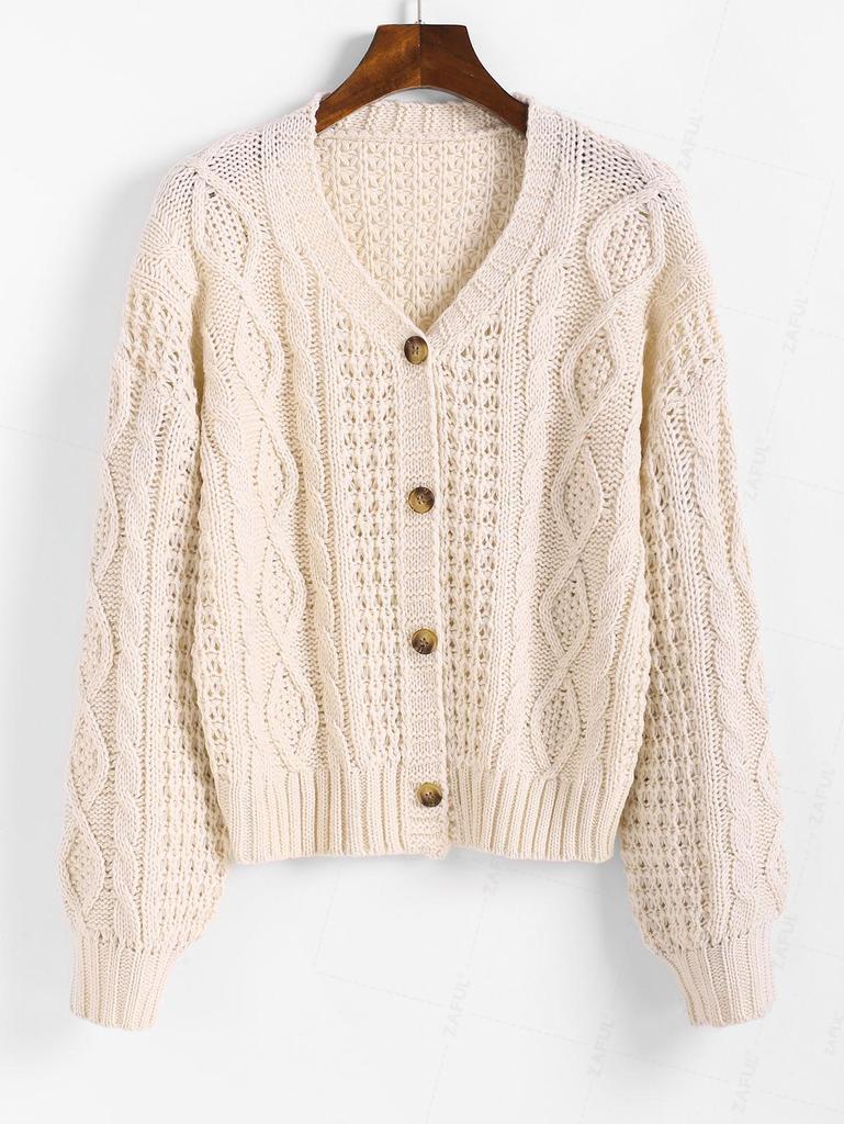 ZAFUL Кардиган Fisherman с пуговицами и косами