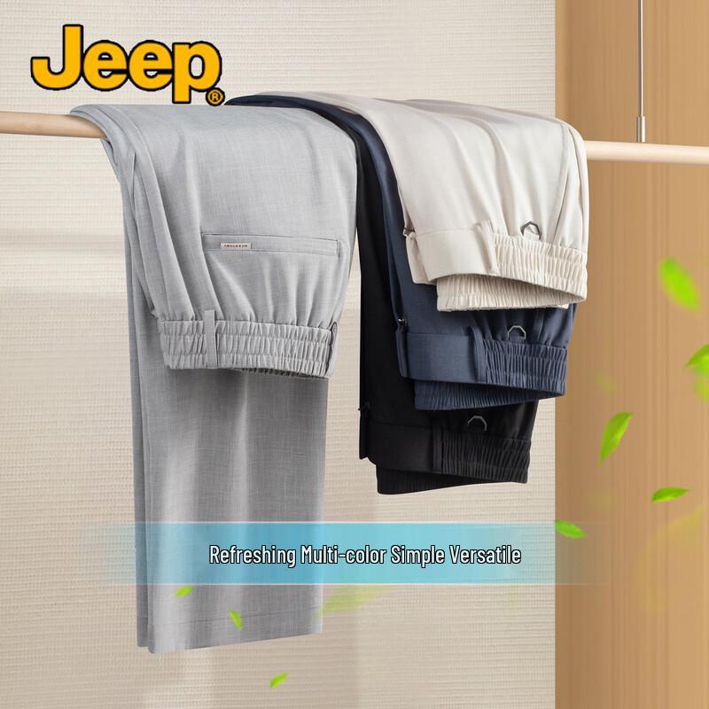 Jeep Мужские брюки прямого кроя из смесовой ткани со льном, устойчивые к сминанию