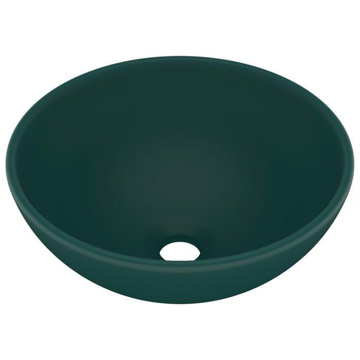 VidaXL Round Luxury Bathroom Sink Countertop Washbasin Toilet Hand Basin Cosmetic Room Interior Matte Dark Green 146970