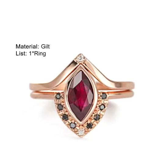 Женское кольцо с красными стразами в винтажном стиле, классическое парное кольцо на костяшку пальца для свадьбы