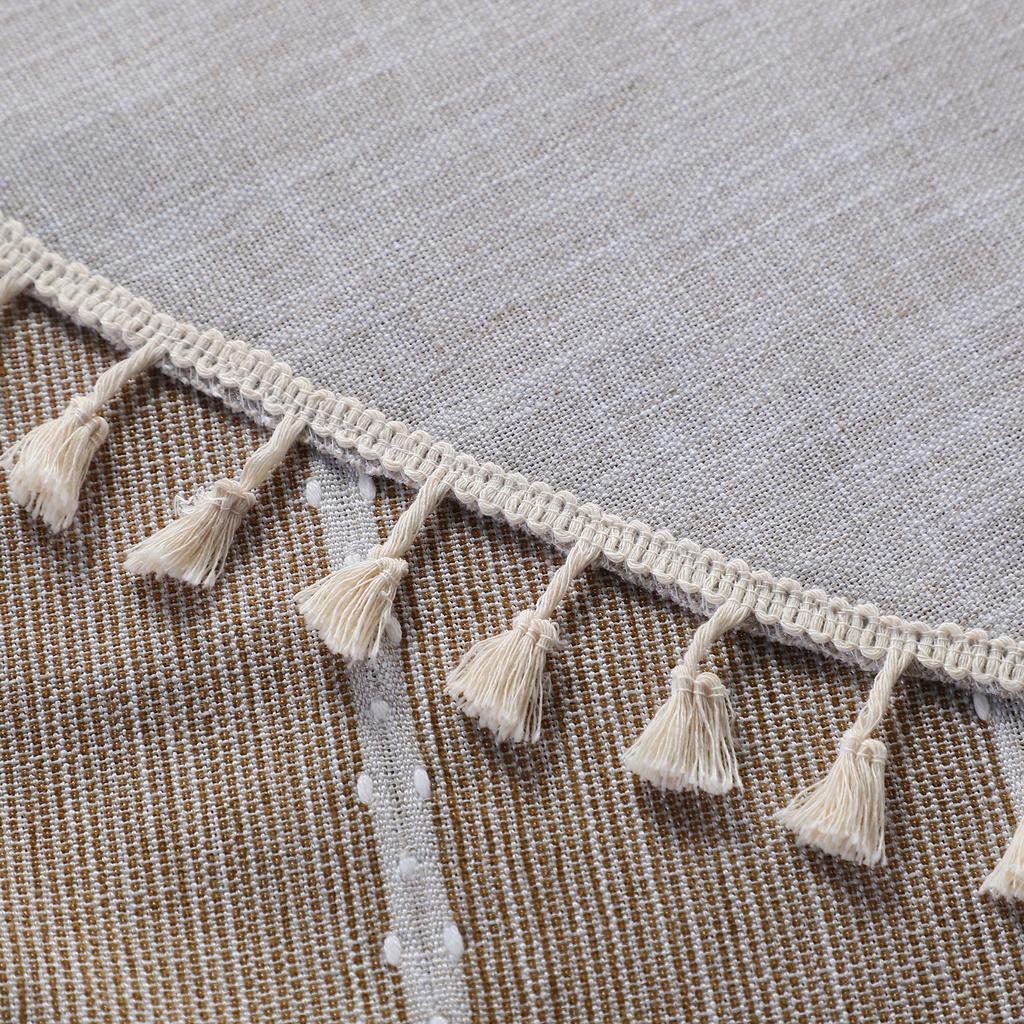 Ins Style Cotton Linen Tablecloth Embroidery Tassel Table Cloth Plaid Stitching High-Grade Coffee Table Cloth Non-Slip Tablecloth