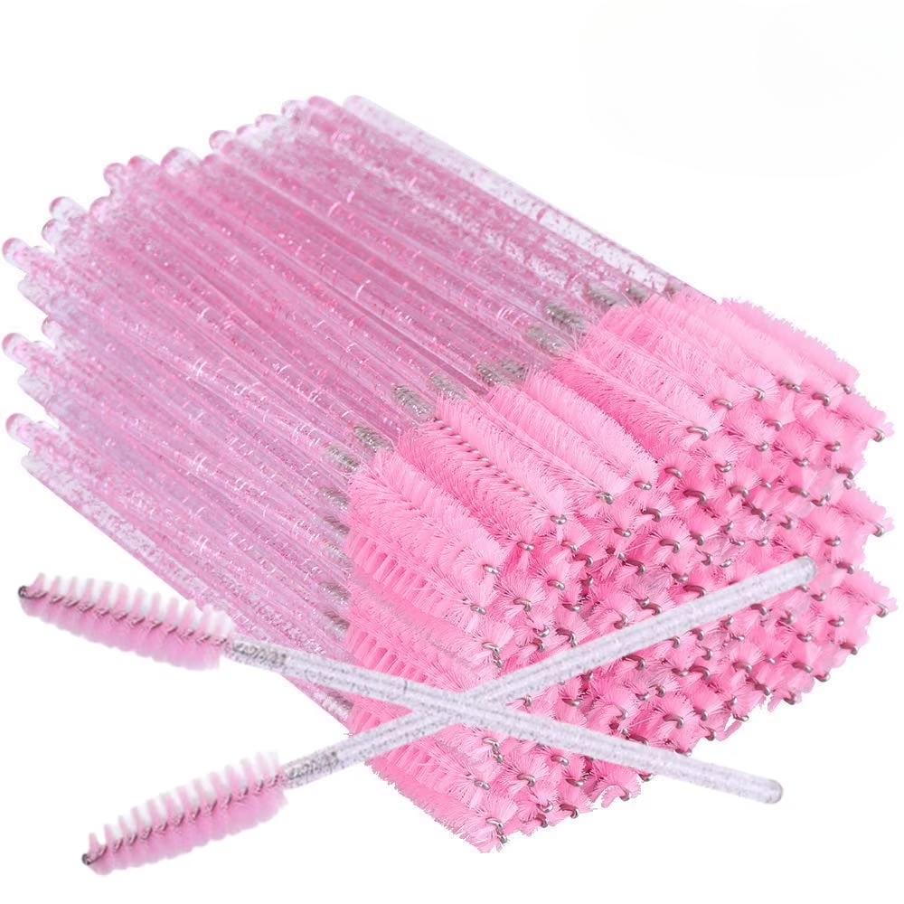 50 шт. Одноразовые кисти для ресниц Кристальные кисти для туши для ресниц Блестящая расческа для ресниц Спули Микро аппликаторы для макияжа