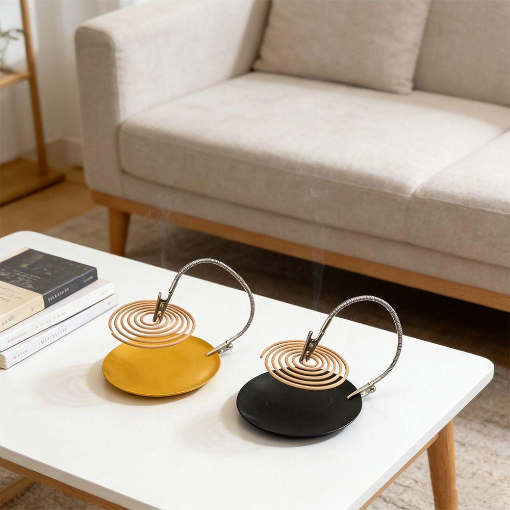 Multifunctional Mosquito Coil Stand Portable with Detachable Alligator Clip Dual-Head Incense Holder Iron Plate