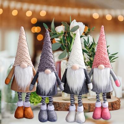 Рождественский гном плюшевая кукла без лица с выдвижными пружинными ногами рождественские украшения для дома настольное украшение новогодний подарок