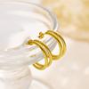 Gold Earrings for Women, Simple Double Layer C-shaped Versatile Earrings