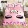 Girls Cute Unicorn Duvet Cover Set Cartoon Animal Bedding Set Microfiber Floral Star Quilt Cover Twin King For Kids Teens Room