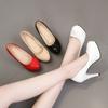 Women Pumps Classic Patent Leather High Heels Shoes Nud Head Paltform Wedding Women Dress Shoes Plus Size 34-42