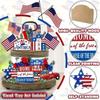 6PC Patriotic Independence Day Assembly Tray Display Memorial Day Tiered Tray Decor Vintage Wood Sign Home Table Decor Souvenir