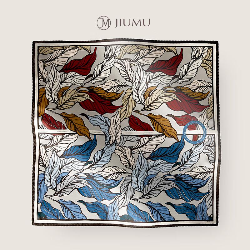JIUMU Double-Sided Printed Mulberry Silk Square Scarf