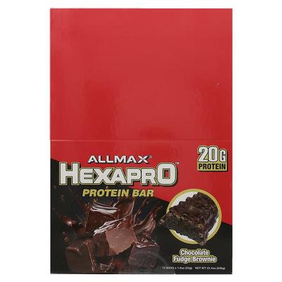 ALLMAX, Протеиновый батончик Hexapro, шоколадный брауни, 12 штук, 53г (1,9 унции) каждый