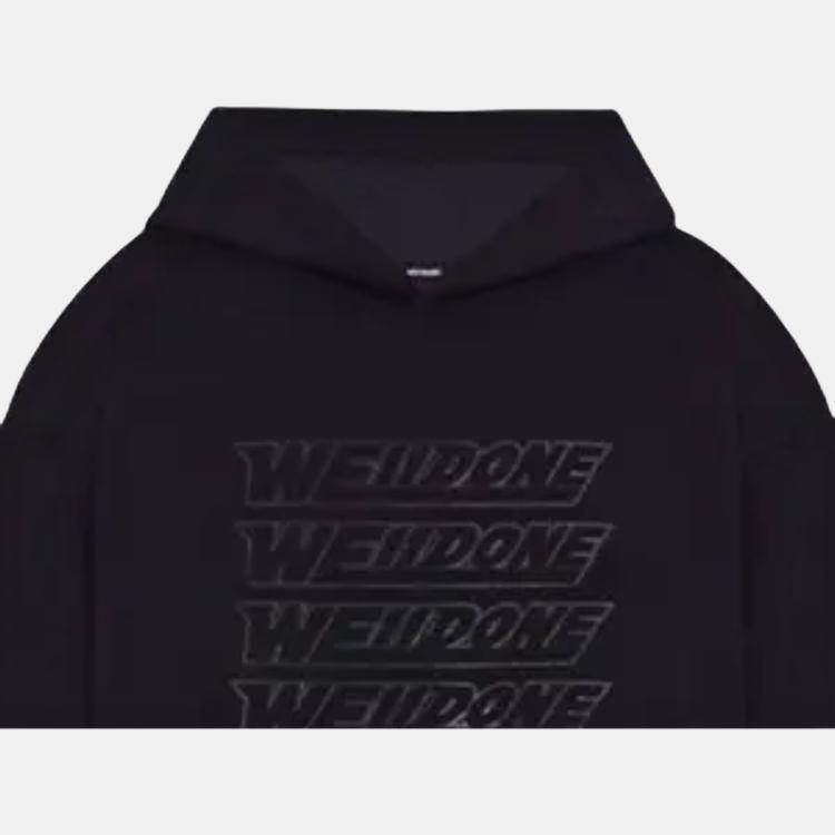 WE11DONE Свитшот с капюшоном, водостойкий, с гелевым принтом, унисекс, черный, SS22, WD-TH1-22-687-U-BK