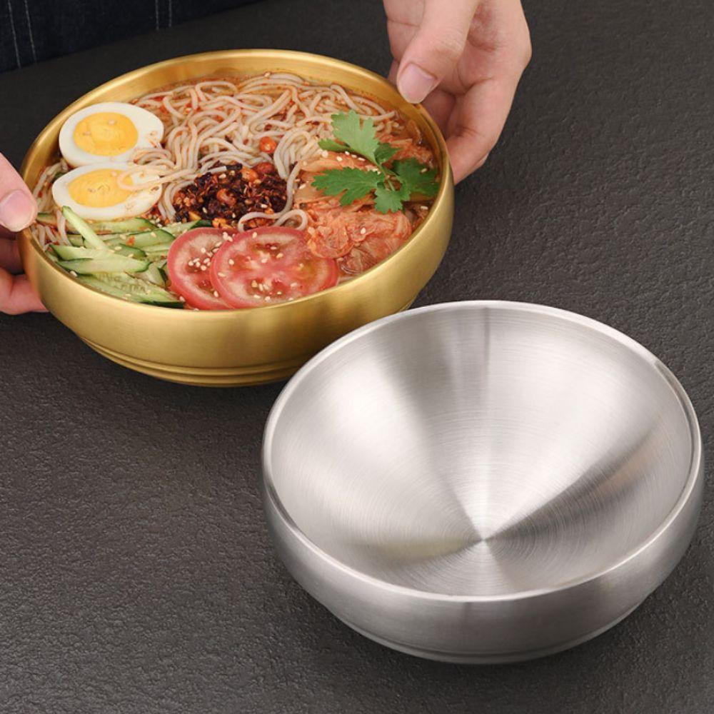 Large Capacity Korean Stainless Steel Bowl Double Layer Soup Bowls Cold Noodles Bowl Roast