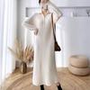 Women's Temperament Knitted Sweater Medium and Long Fashion Pullover Sweater Loose Zipper Bottom Dress