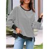 Women  Striped Crew Neck Sweatshirt Loose Oversized Long Sleeve Pullover Casual Daily Blouse Top