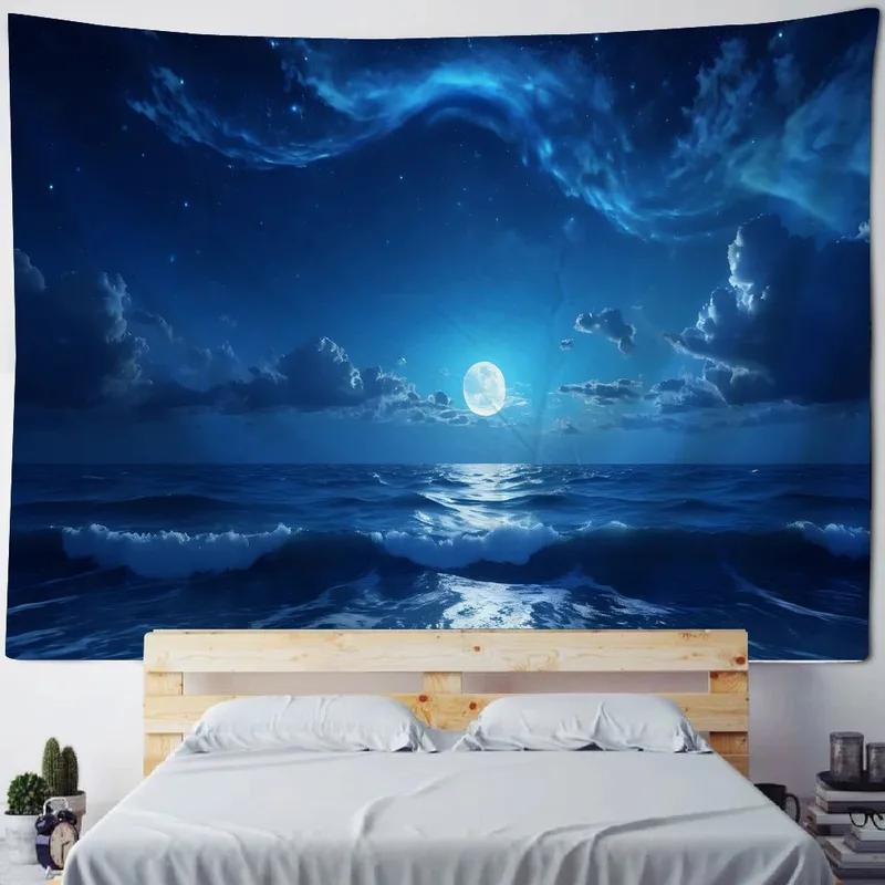 Home Wall Decoration Tapestry Outdoor Scenery Beach Background Office Living Room Tapestry
