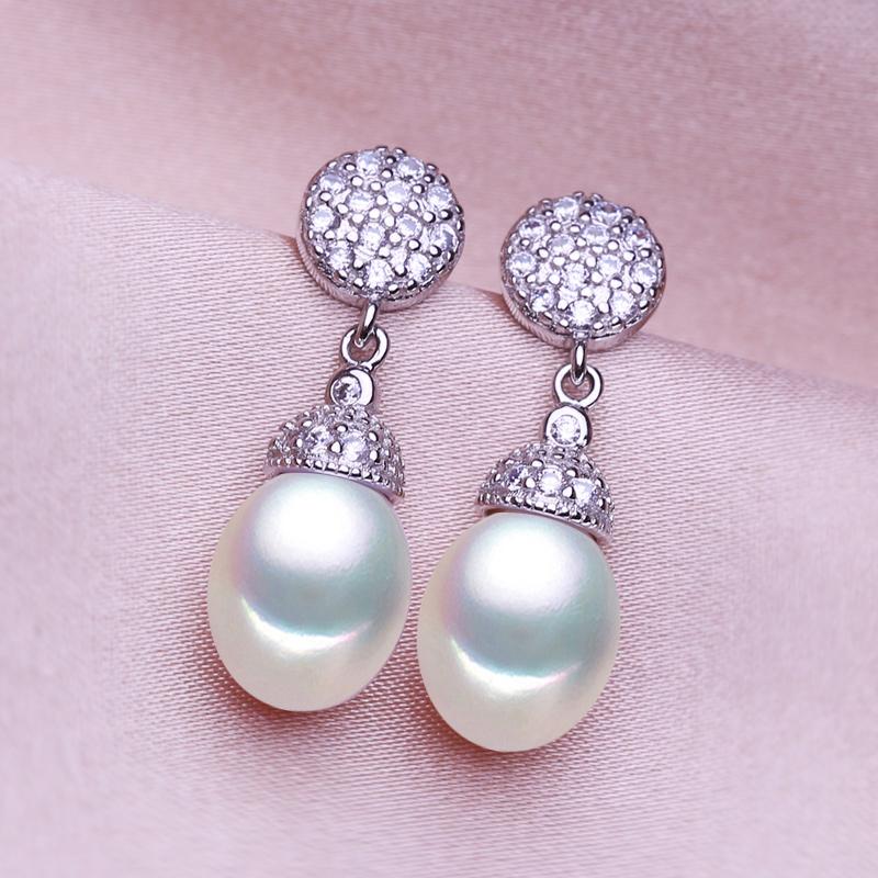 seniko Natural Freshwater Pearl Earrings Fashion Cubic Zirconia Clip Earrings For Women Girl Gift Long Earrings